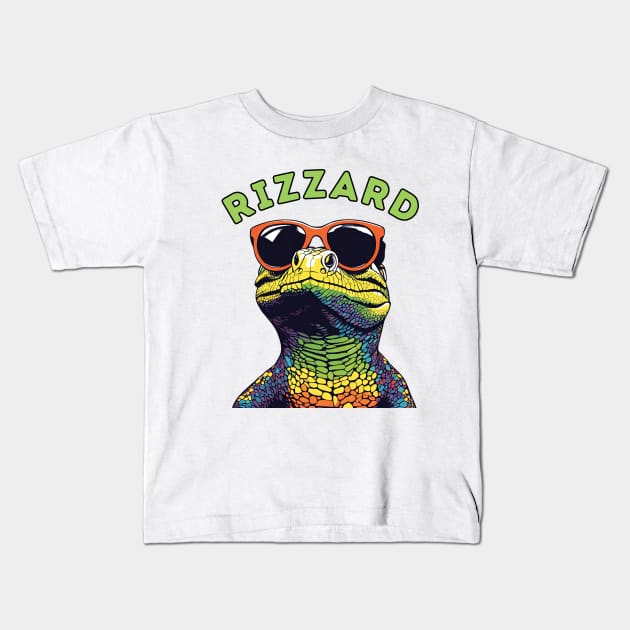 Rizzard Lizzard with Rizz Funny Kids T-Shirt by Little Duck Designs